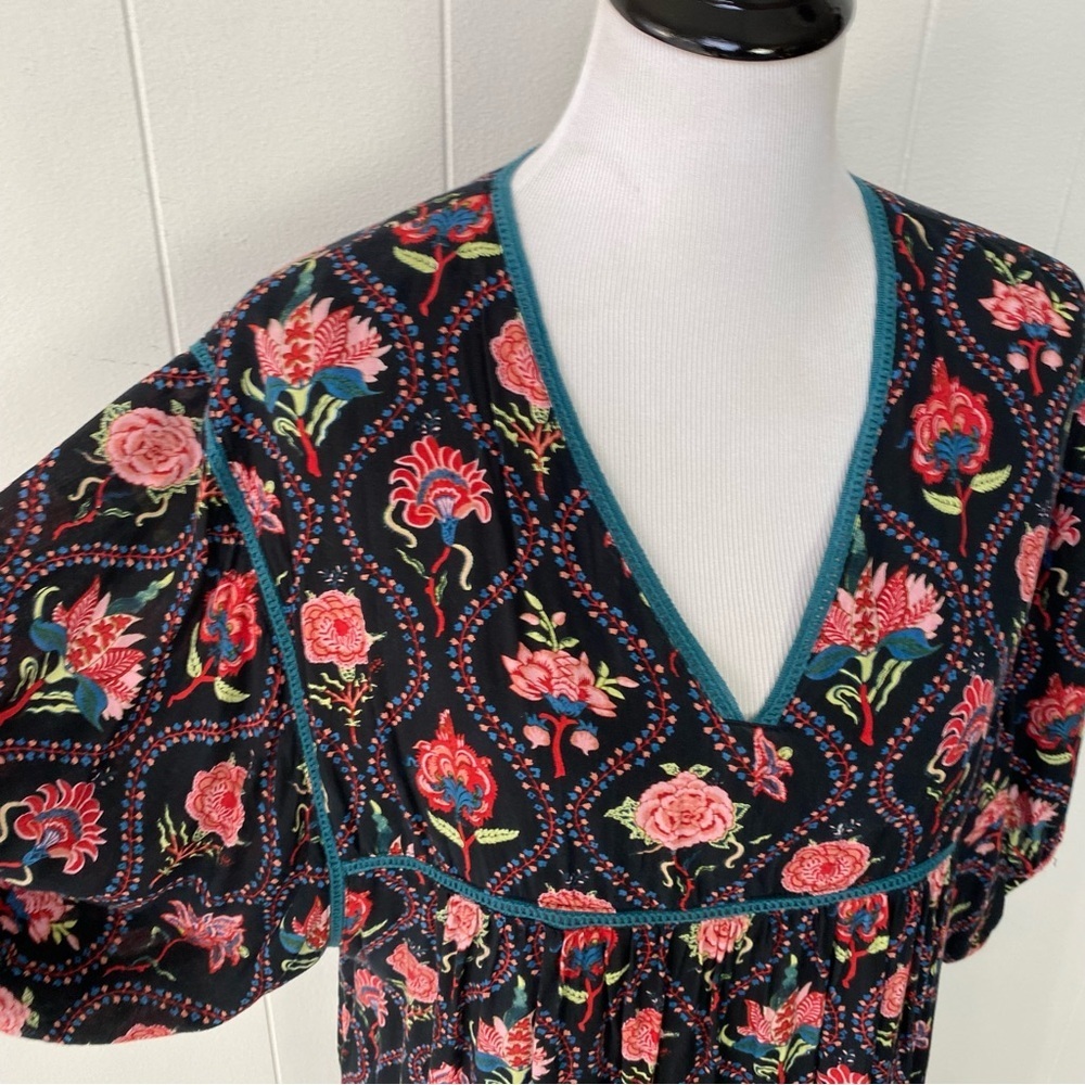 World Market Women’s Dress Floral Cottage Bohemian Short Sleeve Sz S/M Pockets - Picture 7 of 15